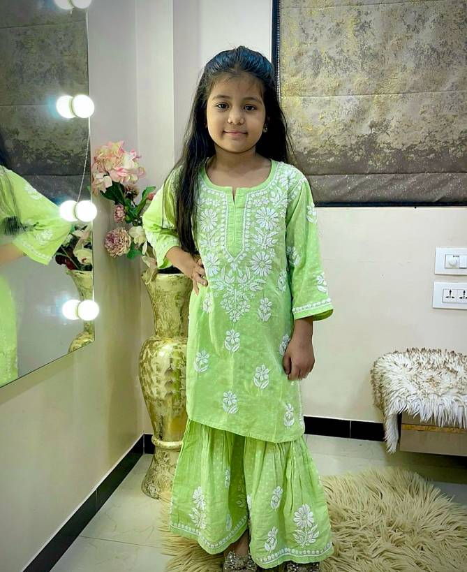 OC 140 Rayon Cotton Embroidery Kids Sharara Suits Girls Wear Wholesale Online